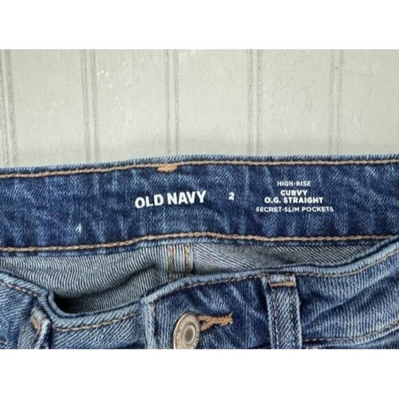 Old Navy Size 2 Womens Jeans High Rise Curvy OG Straight Stretch Med Wash - Picture 2 of 3